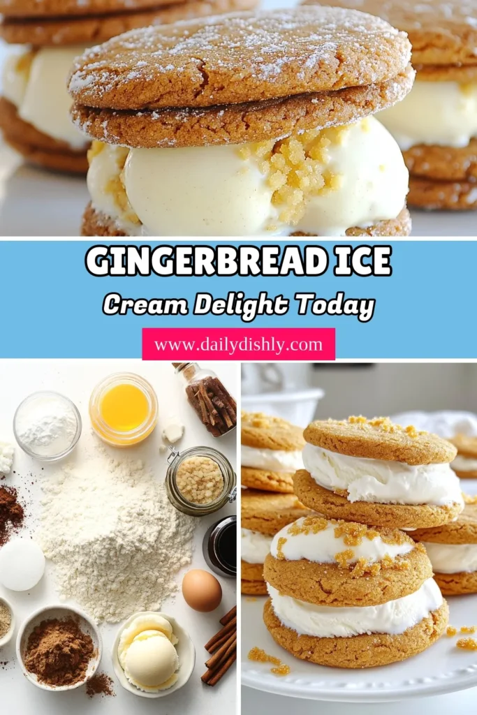 Indulge in the festive flavors of Gingerbread Ice Cream Sandwiches this holiday season! This gingerbread cookie recipe is easy to follow and perfect for creating delightful homemade ice cream sandwiches. Surprise your guests with these festive gingerbread treats that are sure to delight. Don’t miss out on this delicious holiday dessert idea—save the recipe and share the joy! #GingerbreadIceCreamSandwiches #HolidayDessertIdeas #HomemadeIceCreamSandwiches #FestiveGingerbreadTreats