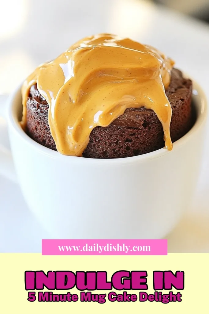 Craving a quick and easy dessert? Try this delicious chocolate peanut butter mug cake! This microwave mug cake recipe combines rich chocolate with creamy peanut butter for the perfect sweet treat in just 5 minutes. Enjoy a delightful, gooey cake that’s perfect for satisfying your dessert cravings on the spot. Don't miss out on this easy chocolate cake in a mug—save this recipe for your next dessert fix! #ChocolatePeanutButterMugCake #QuickDessertRecipes #MugCakeMagic #PeanutButterDessertRecipes