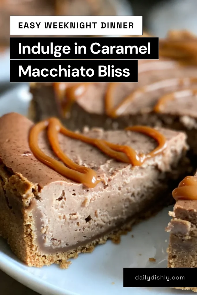 Indulge in the rich flavors of this Caramel Macchiato Cheesecake recipe that perfectly blends creamy caramel dessert with a hint of espresso powder. This easy caramel cheesecake is a no-bake delight, making it a must-try for coffee lovers and dessert enthusiasts alike. Follow this simple recipe to create a show-stopping dessert that your guests will love. Save this post to make your own dreamy cheesecake today! #CaramelMacchiato #CheesecakeRecipe #DessertLovers #NoBakeCheesecake