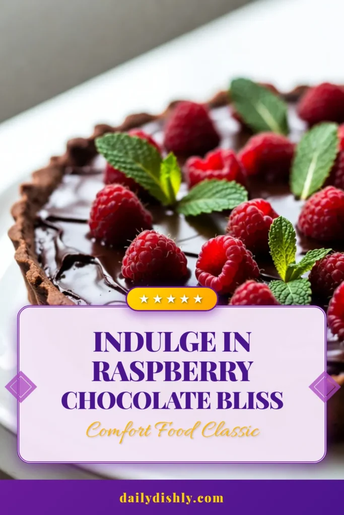 Indulge in this Raspberry Chocolate Ganache Tart, a delightful twist on a classic Chocolate Ganache Dessert. This easy chocolate dessert features a rich, flaky crust and is topped with fresh raspberries, making it a perfect decadent tart recipe for any occasion. Treat your taste buds to this stunning fresh raspberry tart that’s both impressive and simple to make. Try it today and elevate your dessert game! #RaspberryChocolateTart #DecadentDessert #ChocolateLovers #BakingJoy