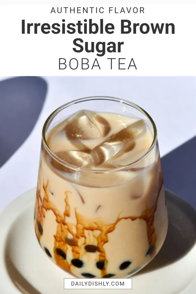 Indulge in this delicious brown sugar boba recipe and make homemade milk tea at home! This easy bubble tea recipe features chewy tapioca pearls that perfectly complement the creamy milk. With just a few simple boba milk tea ingredients, you can create a refreshing tapioca pearls drink that's sure to impress. Try it today and elevate your tea game! Save this recipe for later! #BrownSugarBoba #BubbleTea #MilkTea #HomemadeBoba