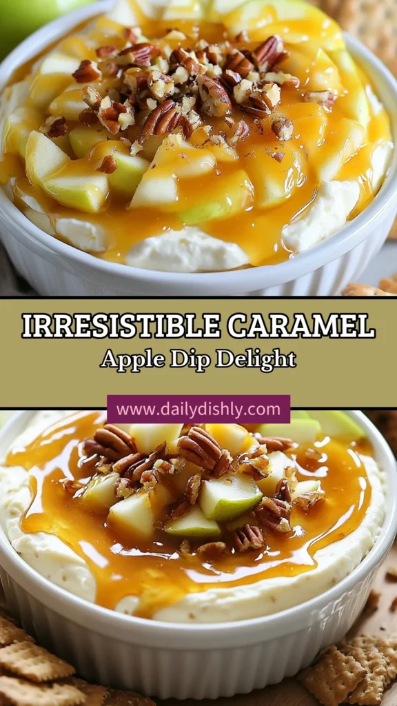 Indulge in the ultimate fall treat with this Caramel Apple Cheesecake Dip! This easy cheesecake dip recipe is a delightful apple dessert dip perfect for any occasion. Made with cream cheese, caramel, and diced apples, it’s a no-bake dessert dip the whole family will love. Serve it with apple slices and graham crackers for a deliciously sweet experience. Try this recipe today and save it for your next gathering! #CaramelAppleDip #EasyDessert #NoBakeDessert #AppleDessert