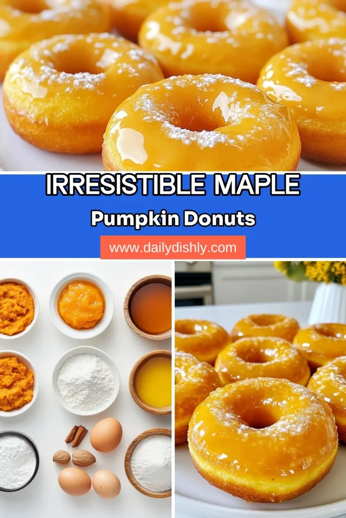 Indulge in the delicious taste of maple glazed pumpkin donuts with this easy pumpkin donut recipe! Perfect for fall, these baked pumpkin donuts are a delightful treat for any occasion. This recipe combines pumpkin puree and warm spices, topped with a sweet maple glaze. Make your autumn gatherings special with these delectable easy pumpkin desserts. Save this recipe for a cozy fall baking day! #MapleGlazedPumpkinDonuts #PumpkinDonutRecipe #FallDonutRecipes #EasyPumpkinDesserts