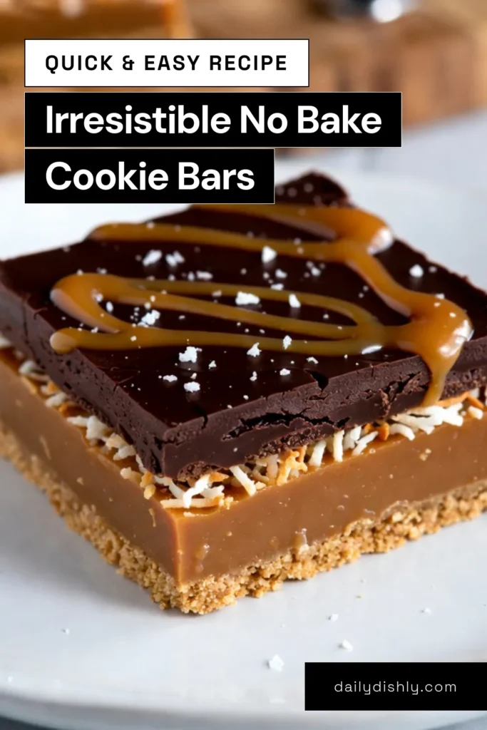 Indulge in these No-Bake Samoa Cookie Bars, a deliciously easy cookie bar recipe perfect for any occasion. These chocolate caramel coconut bars combine rich flavors without the need for baking, making them a go-to for no-bake dessert recipes. With layers of graham cracker crust, caramel-coconut filling, and a chocolate topping, homemade Samoa bars are sure to impress. Try this recipe today and elevate your dessert game! #NoBakeSamoaBars #EasyCookieBars #ChocolateCaramelCoconut #NoBakeDesserts