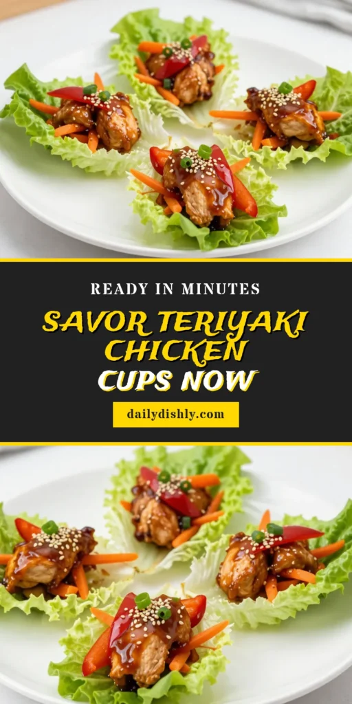 Looking for a delicious and healthy chicken dish? Try this easy Teriyaki Chicken Lettuce Cups recipe! These Asian chicken lettuce cups make a fantastic quick dinner that’s packed with flavor and veggies. Perfect as a fun lettuce wraps recipe, they’re ideal for weeknight meals or gatherings. Get your friends and family to enjoy this tasty treat and save this recipe for later! #TeriyakiChicken #LettuceWraps #HealthyEating #QuickDinner