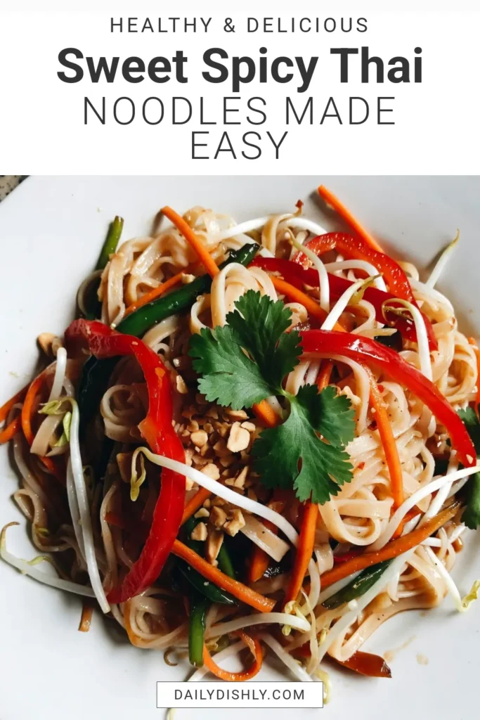 Discover this easy Thai noodle dish with sweet and spicy noodles that will tantalize your taste buds! This quick Thai stir fry features rice noodles with vegetables, making it the perfect meal for busy weeknights. With just a few simple ingredients, you can create a delicious Thai noodle recipe that's packed with flavor. Don't miss out—save this recipe and impress your friends with your culinary skills! #ThaiNoodles #QuickRecipes #StirFry #DinnerIdeas