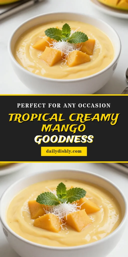 Indulge in the tropical goodness of Creamy Coconut Mango Pudding, a delightful chia seed mango dessert that's both easy to make and dairy-free. This coconut milk pudding blends ripe mango with wholesome chia seeds for a refreshing treat. Perfect as a light dessert or a healthy snack, this pudding is sure to impress! Ready to indulge? Save this tropical pudding recipe and give it a try today! #CoconutMangoPudding #DairyFreeDessert #ChiaSeedMangoDessert #TropicalPudding