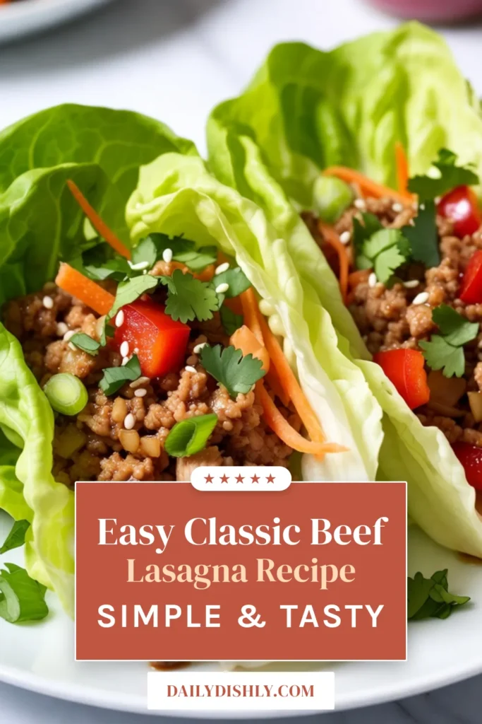 Discover the deliciousness of Ginger Lime Chicken Wraps! This Healthy Lettuce Wraps Recipe features lean ground chicken, fresh ginger, and zesty lime, providing a delightful crunch in every bite. Perfect for a quick dinner, these Asian Chicken Wraps are not only flavorful but also easy to make. Serve them up for a healthy meal that everyone will love! Save this recipe for your next dinner! #GingerLimeChickenWraps #HealthyRecipes #QuickDinner #LettuceWraps