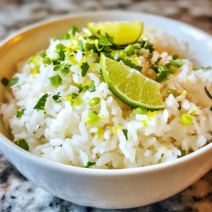 To make coconut lime rice, you'll need some simple, fresh ingredients. Here’s what you need: - 1 cup jasmine rice - 1 cup coconut milk - 1/2 cup water - Zest of 1 lime - Juice of 1 lime - 1 tablespoon sugar (optional) - 1/2 teaspoon salt - Fresh cilantro or green onions for garnish Each of these ingredients plays a big role. The jasmine rice gives a lovely texture and aroma. Coconut milk adds rich creaminess, while lime brings a bright, zesty flavor. You can choose to add sugar for sweetness, but it’s up to your taste. The salt helps balance all the flavors. Fresh cilantro or green onions make a great finishing touch for color and freshness. Gather these items, and you're ready to create a delightful side dish! {{ingredient_image_1}} - First, rinse the jasmine rice under cold water until the water runs clear. This step removes the extra starch. - Next, combine the rinsed rice in a medium saucepan with coconut milk, water, lime zest, lime juice, sugar (if you want it), and salt. - Now, bring the mixture to a gentle boil over medium heat. - Once it starts boiling, reduce the heat to low. Cover it and let it simmer for about 15-20 minutes. You want the rice to absorb all the liquid and become tender. - After cooking, remove the saucepan from the heat. Let it sit, still covered, for an additional 5 minutes. This helps the rice steam and fluff up. - Finally, fluff the rice gently with a fork. Taste it and adjust the sweetness or salt if needed. For coconut lime rice, I always use jasmine rice. This rice has a sweet flavor and a soft texture. It cooks well and absorbs the coconut milk nicely. If you want to try something new, you can use basmati or brown rice. Basmati adds a nutty taste, while brown rice gives more fiber. You can adjust the sweetness and salt levels to your taste. If you like it sweeter, add more sugar. If you prefer it saltier, add a pinch more salt. You can also add spices or herbs. A bit of garlic or ginger can add warmth. Fresh herbs like cilantro or mint bring brightness to your rice. Coconut lime rice pairs well with many main dishes. It goes great with grilled chicken, fish, or shrimp. You can also serve it with veggie curries or stir-fries. For garnishes, I like to use fresh cilantro or green onions. Toasted coconut flakes add a nice crunch, too. Pro Tips Rinse the Rice: Always rinse jasmine rice under cold water until the water runs clear to remove excess starch, which helps prevent the rice from becoming gummy. Adjusting Sweetness: The sugar in the recipe is optional; taste the rice after cooking and adjust sweetness according to your preference. Steaming for Fluffiness: Letting the rice sit covered after cooking allows it to steam, making it fluffier and enhancing the texture. Garnish for Freshness: Garnishing with fresh cilantro or green onions not only adds color but also enhances the flavor profile of the dish. {{image_2}} You can make tropical coconut lime rice by adding fresh fruit. Pineapple or mango adds sweetness and zest. Chop them into small pieces and stir them in before serving. You can also use different citrus fruits. Try orange or lemon for a new twist. For a kick, add chili or jalapeños to your rice. This gives it a nice heat. Start with a small amount and taste as you go. Balance the heat with sweetness by adding a bit more sugar. This contrast makes the dish exciting and fun. To keep it vegetarian or vegan, skip any animal products. Use coconut milk and water, which are both plant-based. Coconut lime rice pairs well with plant-based dishes. Try it with grilled vegetables or tofu for a complete meal. To keep your coconut lime rice fresh, use airtight containers. Glass or plastic containers work well. Let the rice cool to room temperature before sealing. Store it in the fridge for up to four days. Label your container with the date to track freshness. The best way to reheat coconut lime rice is on the stove. Add a splash of water or coconut milk in a non-stick pan. Heat over low to medium heat, stirring often. This helps keep the rice moist and tasty. You can also microwave it. Use a covered dish and add a little water. Heat in short bursts, checking often. To freeze coconut lime rice, let it cool completely first. Place it in a freezer-safe bag or container. Flatten the bag to save space. You can freeze it for up to three months. When you're ready to eat, thaw it overnight in the fridge. Reheat it on the stove or microwave as mentioned before for the best results. You can pair Coconut Lime Rice with many dishes. Here are some tasty options: - Grilled chicken or shrimp for a light meal. - Spicy curries to balance the flavors. - Stir-fried vegetables for a healthy side. - Fish tacos for a fun twist. - Black beans for extra protein and taste. These options complement the sweet and zesty notes of the rice. Yes, you can use other rice types. Jasmine rice is special for its aroma and texture. Other options like basmati or long-grain rice can work, but they may change the flavor slightly. Jasmine rice cooks fluffy and absorbs flavors well. If you use brown rice, remember it takes longer to cook. Adjust the liquid and cooking time as needed for the best results. To make Coconut Lime Rice creamier, try these tips: - Use more coconut milk and less water. - Stir in a spoonful of butter or cream after cooking. - Add a splash of coconut cream for richness. - Mix in some shredded coconut for texture. These tips will give you a deliciously creamy texture. Enjoy your cooking! Coconut lime rice is simple to make and so tasty. You need just a few main ingredients. Follow the steps to cook jasmine rice perfectly. I shared tips on enhancing flavors and serving ideas. You can even try fun variations for a twist. This dish works well for any meal. Enjoy experimenting with your own touches to make it your own.