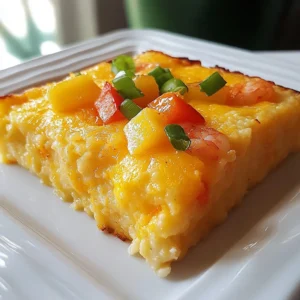 To make a tasty shrimp and grits casserole, gather these key ingredients: - 1 cup grits (quick-cooking or regular) - 4 cups water or chicken broth - 1 pound shrimp, peeled and deveined - 1 tablespoon olive oil - 1 bell pepper (red or green), diced - 1 small onion, finely chopped - 2 cloves garlic, minced - 1 cup shredded sharp cheddar cheese - 1 cup milk - 2 large eggs - 1 teaspoon Cajun seasoning - ½ teaspoon smoked paprika - Salt and black pepper to taste - Chopped green onions for garnish These ingredients create a rich and creamy base. The shrimp adds a nice touch of seafood flavor. The bell pepper and onion give great texture and sweetness. The cheese brings a creamy, cheesy element that everyone loves. You can make your casserole even better with some garnishes. Here are some ideas: - Extra shredded cheese on top - Chopped parsley or cilantro - Sliced jalapeños for heat - Diced tomatoes for freshness These toppings add flavor and color. They make your dish look lovely when served. If you don't have some ingredients, don't worry! Here are some substitutes you can use: - Grits: Polenta or couscous can work in a pinch. - Shrimp: Try cooked chicken or sausage instead. - Cheddar cheese: Use Monterey Jack or Colby cheese for a different flavor. - Milk: Almond milk or oat milk can work well for a dairy-free option. These substitutes allow you to customize the casserole. Feel free to adjust based on what you have on hand. {{ingredient_image_1}} Start by preheating your oven to 350°F (175°C). Grease a 9x13 inch casserole dish. In a large saucepan, bring 4 cups of water or chicken broth to a boil. Once it’s boiling, slowly whisk in 1 cup of grits. Lower the heat to low. Stir often until the mixture thickens, which takes about 5 to 7 minutes. After thickening, remove it from heat and let it cool slightly. In a skillet, heat 1 tablespoon of olive oil over medium heat. Add 1 diced bell pepper and 1 small chopped onion. Sauté for about 5 minutes until the vegetables soften. Then, add 2 minced garlic cloves and cook for another minute. Next, add 1 pound of peeled and deveined shrimp. Cook until the shrimp turn pink, which takes around 3 to 4 minutes. In a large bowl, mix the cooked grits, sautéed shrimp, and vegetables. Add 1 cup of shredded sharp cheddar cheese, 1 cup of milk, and 2 large eggs. Then, stir in 1 teaspoon of Cajun seasoning, ½ teaspoon of smoked paprika, and salt and pepper to taste. Once mixed well, pour the entire mixture into your greased casserole dish. Spread it evenly. Bake for 30 to 35 minutes until the casserole sets and the top looks golden. After baking, let it cool for a few minutes, then garnish with chopped green onions before serving. To cook grits well, start with the right liquid. I prefer using chicken broth for extra flavor. Bring the broth to a boil before adding the grits. Stir them in slowly to avoid lumps. Cook them on low heat, stirring often. This helps them become creamy. If they seem too thick, add a bit more broth or water. Remember to let them cool slightly before mixing with other ingredients. For tasty shrimp, use fresh or frozen shrimp. If using frozen, thaw them completely. Heat olive oil in a skillet over medium heat. Add the shrimp and cook for about 2-3 minutes on each side. They should turn pink and opaque. Avoid overcooking, as shrimp can become tough. Season with salt and pepper for added flavor. The key to a great casserole is balance. The grits should be creamy but not runny. Make sure to mix in enough cheese and milk to keep the dish moist. Cajun seasoning adds a nice kick, but adjust it to your taste. If you want more flavor, consider adding a splash of hot sauce or fresh herbs. Garnish with green onions for a fresh touch. This enhances the look and flavor of the dish. Pro Tips Use Fresh Shrimp: For the best flavor and texture, opt for fresh shrimp if available. Frozen shrimp can work in a pinch, but ensure they are properly thawed and drained before use. Customize Your Cheese: While sharp cheddar adds a nice kick, feel free to experiment with other cheeses like pepper jack or gouda for a different flavor profile. Make It Ahead: This casserole can be assembled ahead of time and stored in the fridge overnight. Just pop it in the oven when you're ready to eat! Garnish Creatively: In addition to green onions, consider adding diced tomatoes or a dollop of sour cream on top for added flavor and visual appeal. {{image_2}} You can change the flavor of the casserole by adding vegetables. Some good choices are: - Zucchini, diced - Spinach, chopped - Mushrooms, sliced - Corn, fresh or frozen These veggies add texture and taste. You can mix and match based on what you like or have at home. Just sauté them with the onion and bell pepper. This keeps everything nice and soft. If you want to switch up your protein, shrimp is not your only option. Here are some tasty alternatives: - Chicken, diced and cooked - Sausage, sliced and cooked - Tofu, cubed and sautéed Each protein brings its own flavor. Just cook them well before mixing them into the grits. This way, you add variety and fun to your meals. You can easily make this casserole vegan or dairy-free. Here’s how: - Replace shrimp with chickpeas or lentils. - Use vegetable broth instead of chicken broth. - Swap milk for almond or oat milk. - Use vegan cheese or skip it entirely. These changes keep the dish tasty and satisfying. You can enjoy a rich flavor without dairy or meat. Be creative and find what works for you! To store leftover casserole, let it cool first. Cover the dish with plastic wrap or foil. You can also transfer it to an airtight container. This keeps it fresh for up to three days in the fridge. Make sure to label the container with the date. When you want to reheat the casserole, preheat your oven to 350°F (175°C). Place the casserole in the oven, covered with foil. Heat for about 20-25 minutes. This keeps it moist and brings back its tasty flavors. You can also use a microwave. Just warm it in short bursts, stirring in between. If you want to freeze the casserole, let it cool completely. Cut it into serving sizes and wrap each piece in plastic wrap. Then, place them in a freezer-safe bag. Label the bag with the date. The casserole can stay fresh for up to three months in the freezer. When you're ready to eat, thaw it overnight in the fridge before reheating. You have many options for sides. A fresh green salad pairs well. Try serving some sautéed greens, like spinach or kale. Cornbread also makes a great side. For a light touch, serve some pickled veggies. These sides balance the rich flavors of the casserole. The casserole is done when it is set and golden on top. You can poke it with a fork. If the fork comes out clean, it’s ready. The edges should pull away from the dish slightly. Let it cool for a few minutes before serving. Yes, you can prepare it the day before. Just assemble it and cover well. Keep it in the fridge overnight. When ready to bake, let it sit at room temperature for 30 minutes. Then bake as directed. This makes meal prep easy and saves time! To sum up, we explored the key ingredients for Shrimp & Grits Casserole, from main components to garnishes and substitutes. I shared step-by-step instructions for preparing, sautéing, combining, and baking. You learned tips for cooking grits and shrimp, along with variations to customize your dish. Finally, we covered storage information and answered common questions. This dish is simple and tasty. Enjoy making it for friends and family!